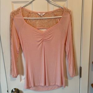 Candies Pink Lace Detail Women's Top